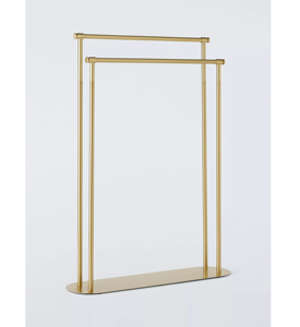 Porte-serviettes multi-barres en métal chromé contemporain, support autoportant, organisateur de salle de bain, structure minimaliste, durable et élégante - Product Image 2