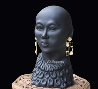Sculpture de buste féminin moderne noir mat, décoration de table, sculpture en résine polyester, centre de table artistique vintage de luxe