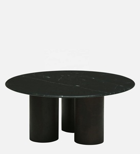 Table basse ronde minimaliste en finition noire pour salon - Product Image 3