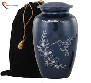 Urne funéraire artisanale pour cendres d'adultes, modèle Colibri, avec sac en velours – Cendrier commémoratif abordable à prix réduit - Product Image 6