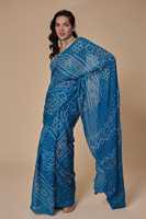 Sari indien en georgette pure, élégant pour les mariages et les fêtes