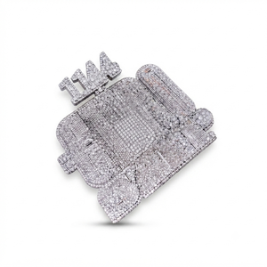 Collier pour homme Hip Hop personnalisé avec pendentif lettre initiale serti de diamants, en argent 925 plaqué rhodium et moissanite, pour occasions festives - Product Image 1