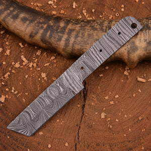 Cuchillo de caza personalizado de acero de Damasco con hoja en blanco tipo Drop Point Tanto, suministros OEM DIY para fabricación de espadas de espiga completa, venta al por mayor a granel - Product Image 1