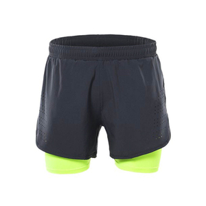 Shorts de sport bleus pour homme, séchage rapide, avec cordon de serrage élastique à la taille et poches latérales zippées, longueur mi-cuisse. - Product Image 6