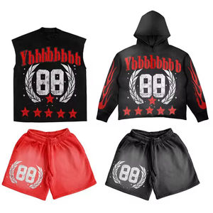 Fabrication OEM - Ensembles de shorts pour hommes avec impressions personnalisées - T-shirt d'été pour hommes - Lavage à l'acide - 100% coton - Personnalisation complète - Product Image 5