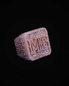 Anillo de Plata de Ley 925 con Letra Personalizada en Forma Cuadrada, con Diamantes Moissanite VVS, Micro Pavé, Estilo Hip Hop, para Uso Diario - Product Image 6