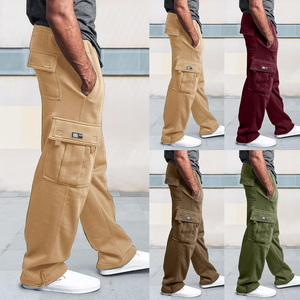 Jogging cargo surdimensionné pour hommes, pantalon de survêtement en molleton multipoches, streetwear ample, pantalon en coton avec logo personnalisé - Product Image 1