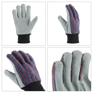 Leather Work <b>Gloves</b> Elastic Wristlet Anti-Vibration Breathable Flexible Abrasion Resistant General Purpose Safety <b>Gloves</b> - Product Image 3