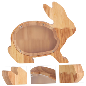 Animal Shaped Coin Bank With Transparent Acrylic Window, Wooden Money <b>Box</b> <b>Easter</b> <b>Gift</b>, Birthday <b>Gift</b> For Kids From Vietnam - Product Image 4