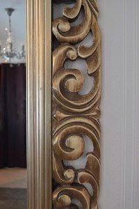 Gold Resin Eco-Friendly Wall Mirror with Framed Edge Carved Design Rectangular Shape 5.0mm Thickness for Home Decor - Product Image 2