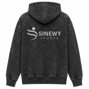 SINEWY SPORTS Men's Washed Cotton Breathable 300g Hoodie Solid Color Casual Autumn Wear Front Pocket Drawstring Hood Regular Fit - Product Image 2