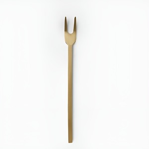 Fourchette à deux dents en acier inoxydable plaqué or, finition miroir, style simple, pour mariage - Product Image 3
