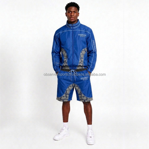 Conjunto Cortavientos de Alta Calidad, Personalizado, Unisex, Reflectante 3M, Estilo Vintage, Otoñal, Conjunto de Ropa Exterior para Hombre, Top y Pantalones Cortos, Conjunto Urbano - Product Image 1