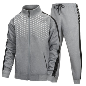 Conjunto Deportivo de Dos Piezas para Hombre, Negro y Rojo, con Estampado Geométrico, Cierre Frontal con Cremallera, Mangas Largas, para Otoño, con Bolsillos Laterales - Product Image 4