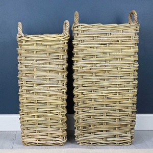 Set Of 2 Rattan <b>Square</b> Wicker Umbrella Stand <b>Basket</b> Handmade Storage <b>Baskets</b> Natural Rattan Modern Multifunction Made in Viet Na - Product Image 1