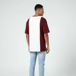 T-shirt homme oversize à manches raglan, blanc et gris contrastant, en jersey de coton, col rond, design color block, séchage rapide, OEM - Product Image 3