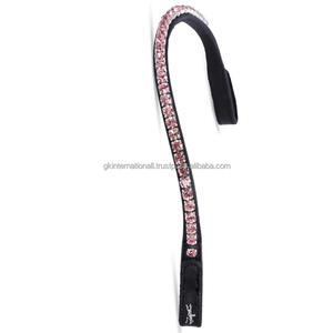 Top tendance dernière conception forme incurvée noir anglais cuir cheval sourcil bande avec une rangée Diamante brillant cristaux Bling - Product Image 1