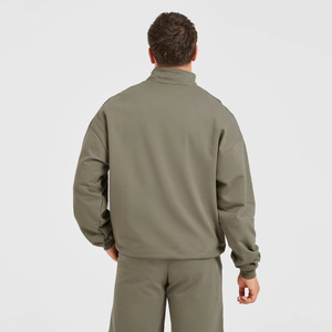 Último Estilo al por Mayor: Sudaderas de Hombre con Media Cremallera y Logotipo Personalizado, de Algodón Liso y Forro Polar, Ajuste Oversize; Sudaderas de Hombre con Cremallera de Cuarto. - Product Image 2