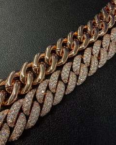 สร้อยคอแบบ Cuban Curb Link สีโรสโกลด์ ประดับเพชร VVS Moissanite เครื่องประดับแฟชั่น - Product Image 5