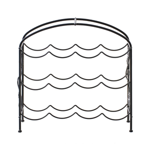 Porte-vin en fer forgé noir décoratif pour 15 bouteilles, style vintage, sur pied, pour comptoir, organisateur de rangement en métal - Product Image 2