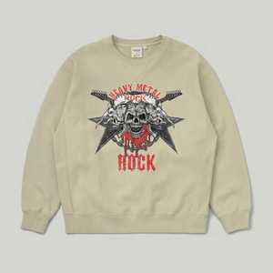 Sudadera de Manga Larga con Estampado de Calavera de Metal Pesado para Hombre, Cuello Redondo, Algodón Tejido, Estilo Punk, Logotipo Frontal - Product Image 1