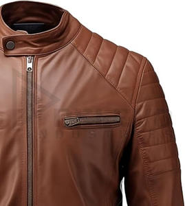 Chaqueta de Cuero Marrón Personalizada, Unisex, Estilo Motero, Informal, Resistente al Viento, Ropa Deportiva, Proveedor al por Mayor - Product Image 6