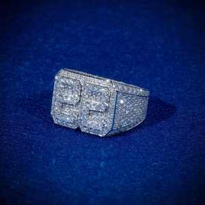 Hip Hop Moissanite <b>Ring</b> <b>Men</b> Number VVS Iced Out Diamond 925 Silver Rapper Custom Moissanite <b>Ring</b> - Product Image 3