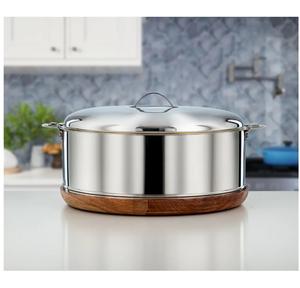 Olla de Acero Inoxidable Plateada de Alta Demanda para Chef, con Tapa y Acabado Brillante, Plato Decorativo para Restaurante - Product Image 1