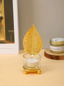 Support de bougie chauffe-plat haut de gamme en verre et métal, pour une touche décorative de Noël à la maison - Product Image 2