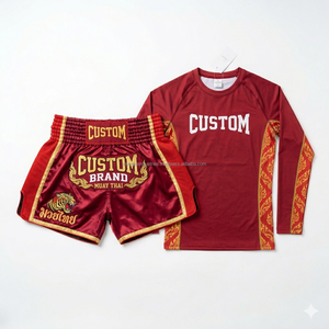 Pantalones Cortos de Muay Thai de Marca Privada, Camisetas Sublimadas Personalizadas OEM, Pantalones Cortos de Boxeo y Kickboxing de Satén, Venta al Por Mayor de Fábrica - Product Image 5