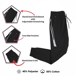 2026 Men's Full <b>Zip</b> Hoodie Tracksuit Set Reflective Stripe Jogger Sweat Suit Premium Cotton Blend <b>Hooded</b> Jacket and Sweat Pant - Product Image 3