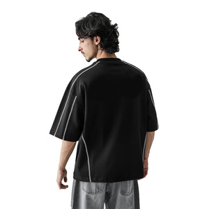 Camiseta Gráfica de 5 Costuras Superiores Directa de Fábrica, Personalizada, con Hombros Caídos, Oversize, Unisex, Casual, Cuello Redondo, para Hombre - Product Image 4