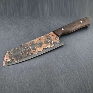 Couteau de cuisine artisanal en cuivre damas de qualité supérieure avec manche confortable en résine pour couper les légumes, hacher et cuisiner au quotidien - Product Image 5