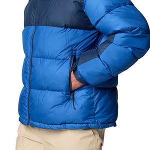 Veste matelassée pour homme de qualité supérieure, couleur bleue, coupe-vent, col montant, fermeture éclair, décontractée, hiver, épaisse, 100% polyester, coupe régulière - Product Image 6