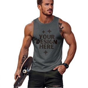 <b>Men's</b> <b>White</b> Cotton Tank Top O-Neck Printed Casual Breathable Sleeveless <b>Vest</b> Front Logo Design - Product Image 4