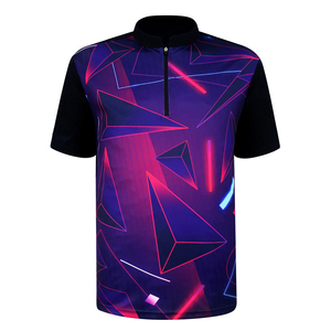Chemises de bowling personnalisées imprimées par sublimation, impression d'équipe personnalisée, séchage rapide, fermeture éclair 1/4, manches courtes respirantes pour le tir à l'arc - Product Image 1