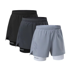 Shorts de sport pour hommes grande taille à séchage rapide, double couche, mi-élastiques, imperméables, pour la course à pied, le basketball et l'entraînement estival - Product Image 1