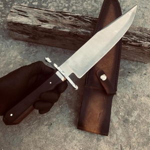 Couteau Bowie à pointe clip faite à la main par Edge Master Manufacture, lame en acier au carbone, manche en bois, étui en cuir, 15 pouces, DIY/Industriel - Product Image 4