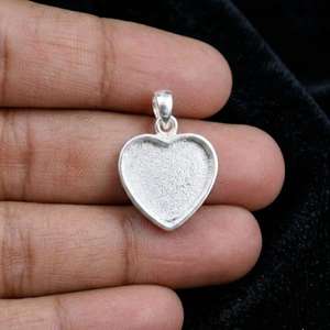 925 Sterling Silver Heart Blank Pendant Setting 10mm DIY Breastmilk Keepsake Resin Ashes <b>Memorial</b> Wholesale Jewelry Pendant - Product Image 3