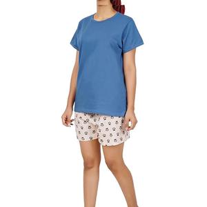 Ensemble court tendance pour femme en coton, coupe ajustée, couleur unie, haut et short, personnalisable, vêtements d'été, parfait pour les commandes en gros - Product Image 3