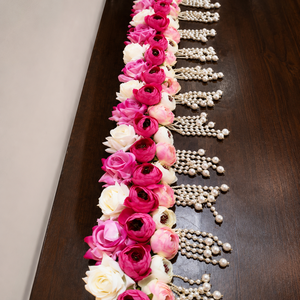 Premium Pink <b>White</b> Floral Toran with Cascading Pearl Tassels Decorative Door <b>Hanging</b> for Wedding Festival and Home Decor - Product Image 3