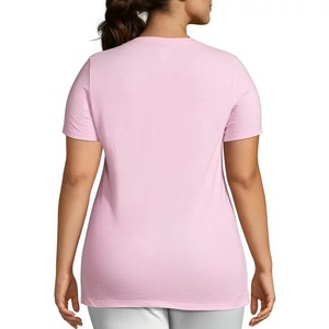 Camiseta de Cuello en V para Mujer, Tallas Grandes, Personalizada al por Mayor, Estampado Floral, Manga Corta, Informal, Gris, Algodón Jersey, Corte Regular - Product Image 6