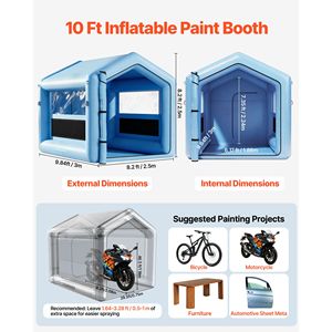 Cabina di Verniciatura Gonfiabile 9.84 X 8.2 X 8.2 ft con Potente Soffiatore da 550W, Sistema di Filtraggio dell'Aria, Certificazione ISO, Cabina Triangolare per Verniciatura a Spruzzo - Product Image 2
