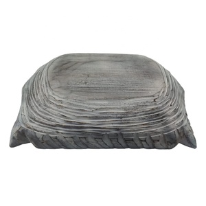 Cuenco hecho a mano de madera de mango Rectangular grande de lujo 2022 gris antiguo con textura interior portavelas nuevo multiusos - Product Image 4