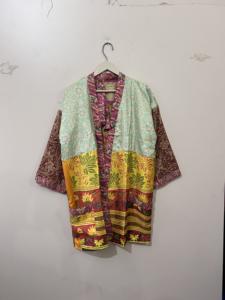 Kimono Corto de Verano, Bata de Dormir, Kimono Vintage de Seda Suave, Kimono para Dormir - Product Image 3