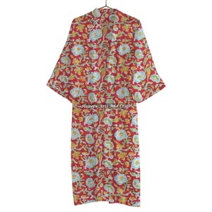 Hand Block Print Kimono Robe Block Printed <b>Light</b> Breathable Cotton Bathrobe For Women Lightweight - Product Image 5