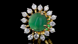 ต่างหูแบบติดหูประดับกรีนออนิกซ์และเพชรทรงรัศมีสีทอง |   เครื่องประดับอัญมณีชั้นสูง |   ผู้ผลิต OEM ODM - Product Image 3