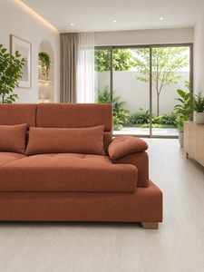 โซฟาเข้ามุมรูปตัวแอลทันสมัย รุ่นมอนติคาร์โล สีเทอร์ราคอตต้า หุ้มผ้าแบบสั่งทำ เฟอร์นิเจอร์ห้องนั่งเล่น โรงแรม วิลล่า - Product Image 2