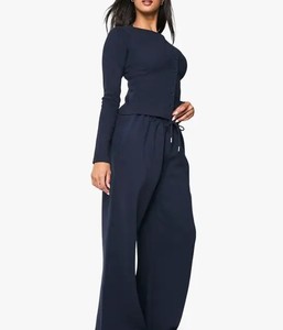 Conjunto Deportivo para Mujer, Chaqueta con Cuello y Pantalones de Pierna Recta, Logotipo Personalizado, Fabricante Mayorista, Chándal con Ribetes - Product Image 2
