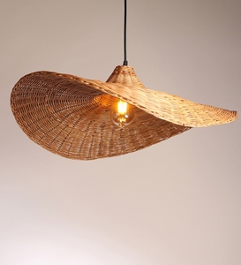 Modern Wicker Pendant <b>Light</b> Handwoven Rattan Hanging Lamp <b>Boho</b> Style <b>Ceiling</b> Pendant Natural Cane Weave Pendant Lighting - Product Image 1